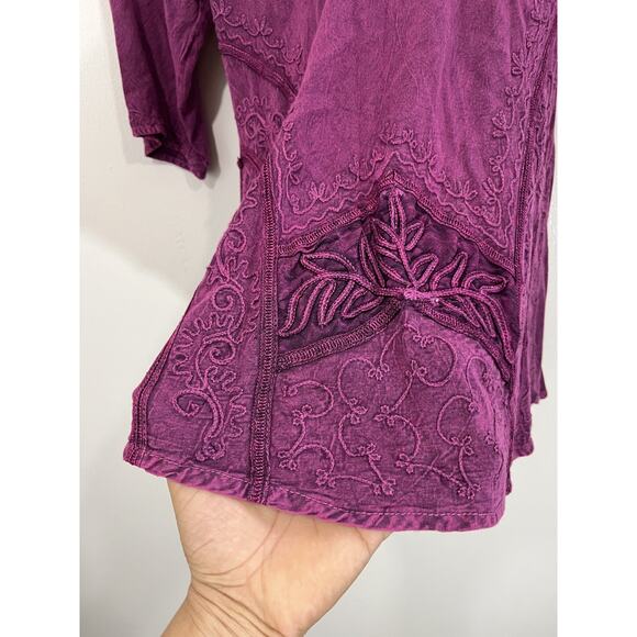 Boho Renaissance Inspired Peasant Tunic Top XL Cottagecore Folk Festival Artsy - Picture 9 of 15